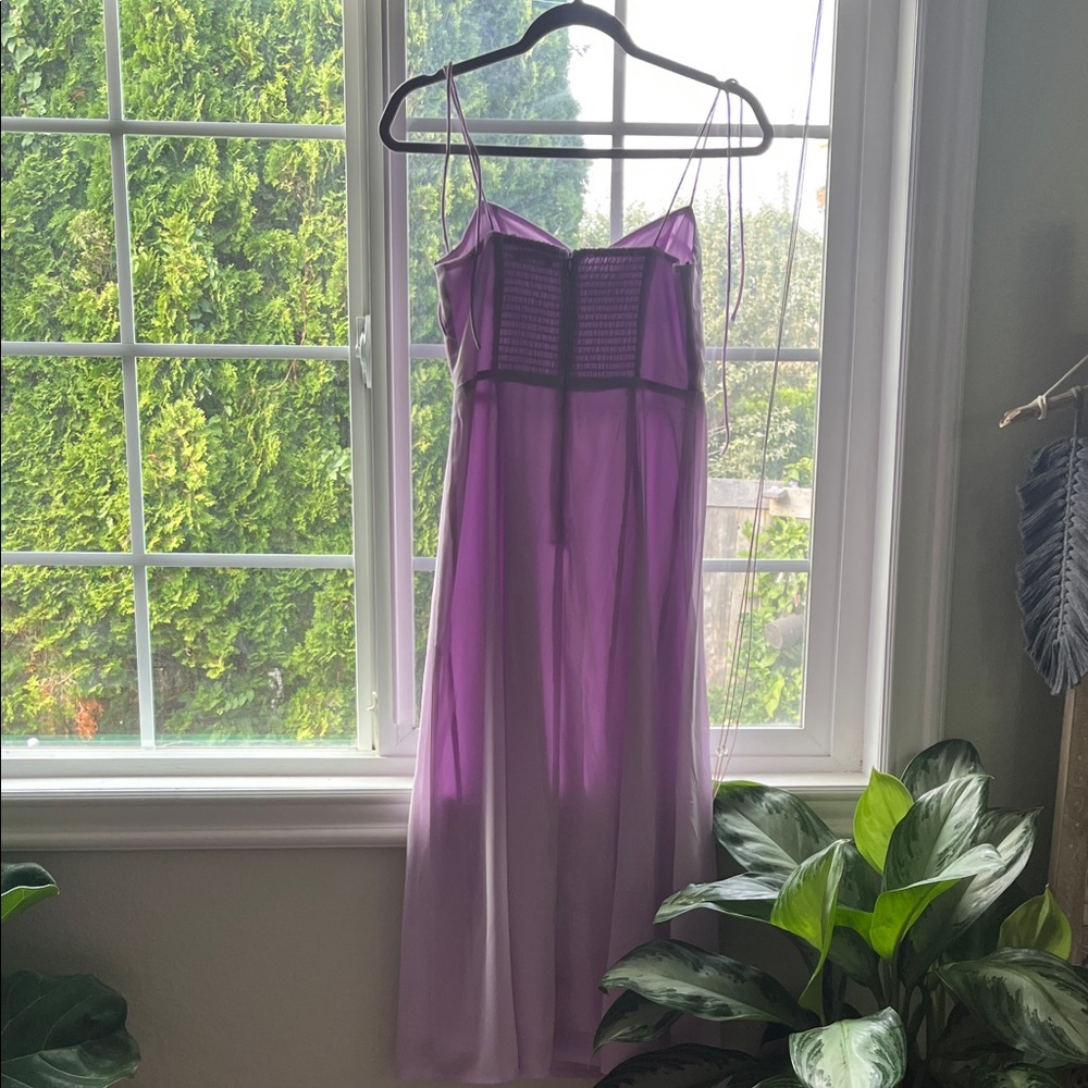 FOREVER 21 Lavender Sweetheart Midi Dress With Side Slit & Tie Straps Juniors Sm - Picture 4 of 9